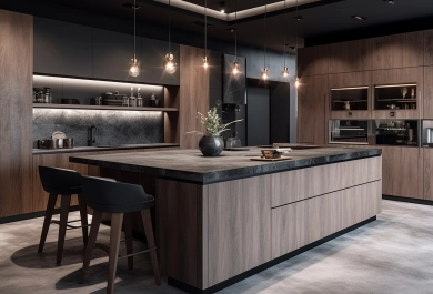 Modern open kitchen 3D render — Cyprus